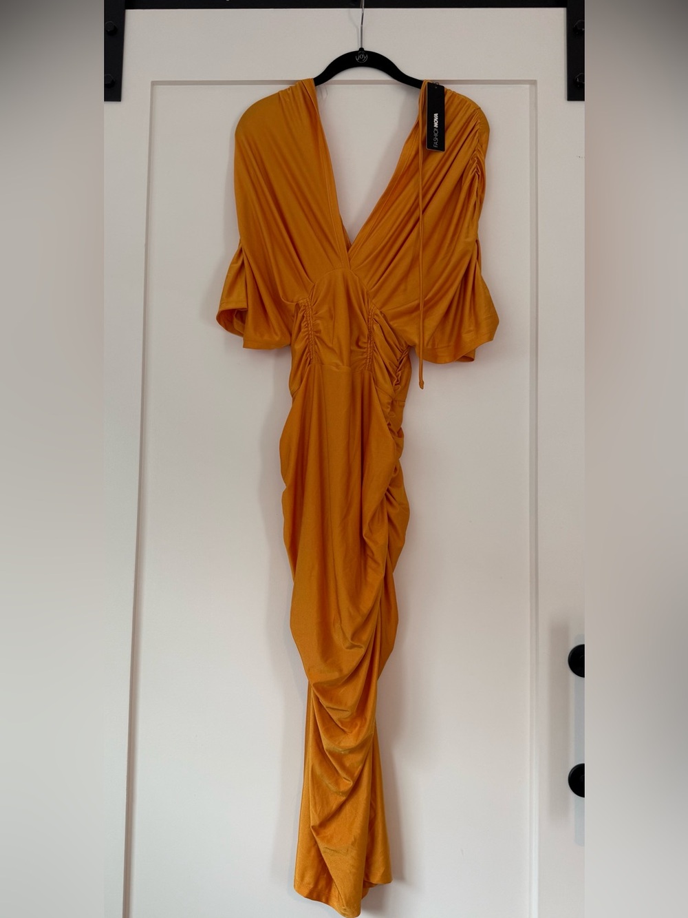 Fashion Nova Mustard Gold Midi Dress